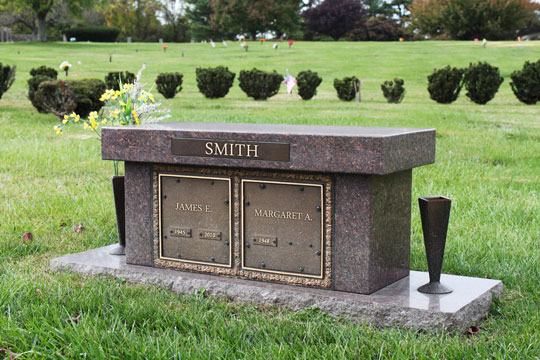 Cremation benches in granite with personalization and color options.