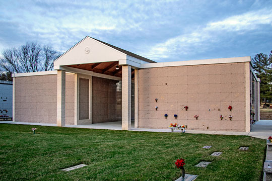 Sanctuary Mausoleum crypts two mausoleums connected by covered breezeway.